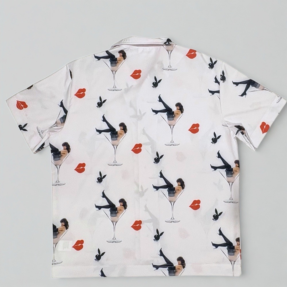 Playboy by Culture Kings Party Cocktail Shirt Size Large Relaxed Fit Camp Collar - Picture 7 of 12